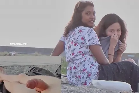 2 Ladies Watching Cock Out Taking Picture Beach — video thumbnail
