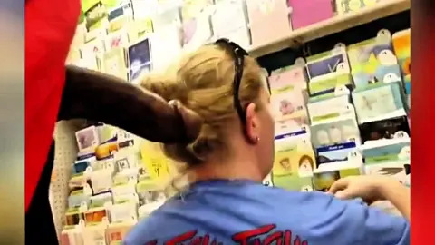 Blonde Co Worker Face Near BBC Out In Store — video thumbnail