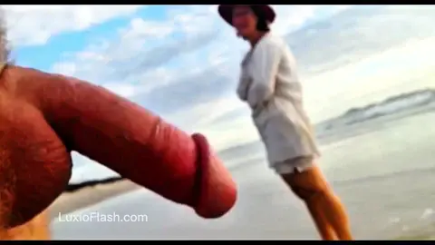 Cock Out On Beach MILF Smiling Reaction — video thumbnail