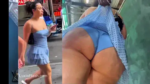PAWG Blue Panty Multiple Skirt Lift On Street She Didn't Mind — video thumbnail