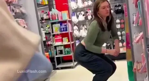 Bulge Out Near Thick Blonde In Store — video thumbnail