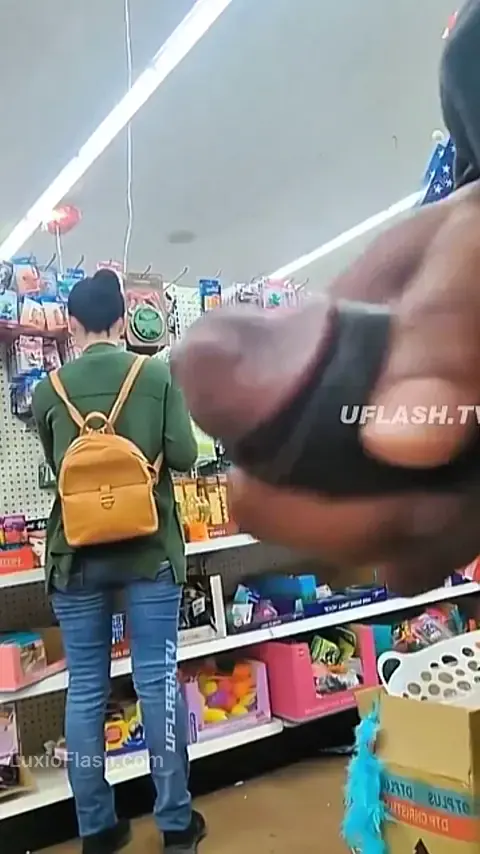 Store Cumshot Behind Shopping Lady — video thumbnail