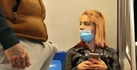 Masked Lady Gets Horny Seeing Bulge On Train — video thumbnail